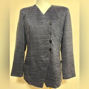 Vintage Giorgio Armani Women's Textured Navy Button-Front Coat Jacket size 8